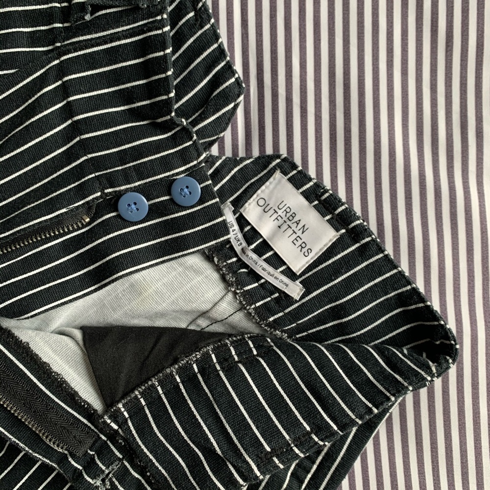 UO Mack Striped Pleated High-waisted Trouser Pant - Picture 3 of 4